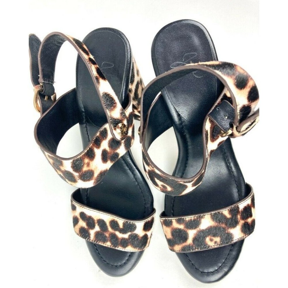 Joie Black/Tan/Brown Calf Hair High Heels / Sandals US 5 1/2 5.5 e36 - Picture 7 of 7